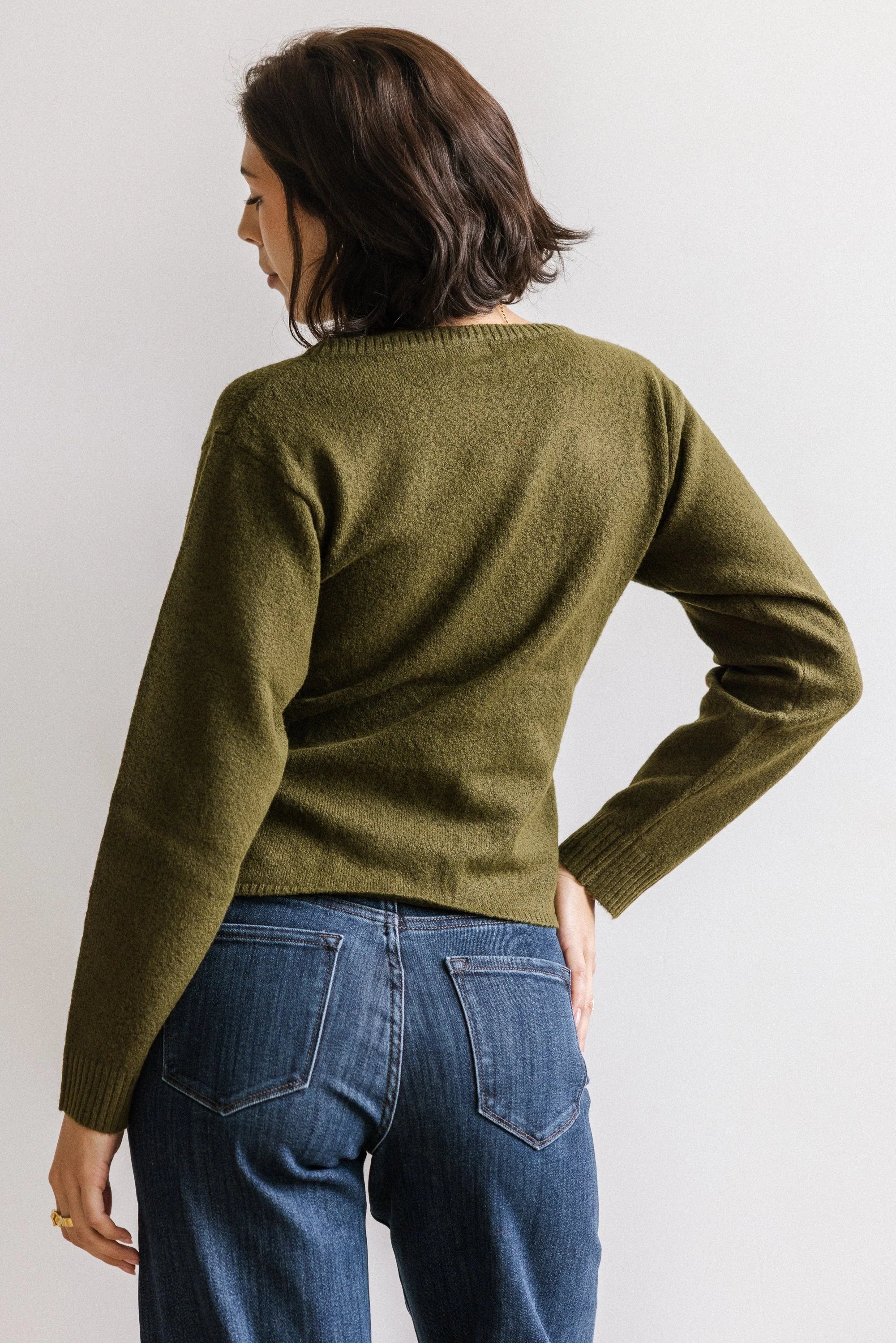 Jerzey Asymmetrical Sweater in Olive FINAL SALE