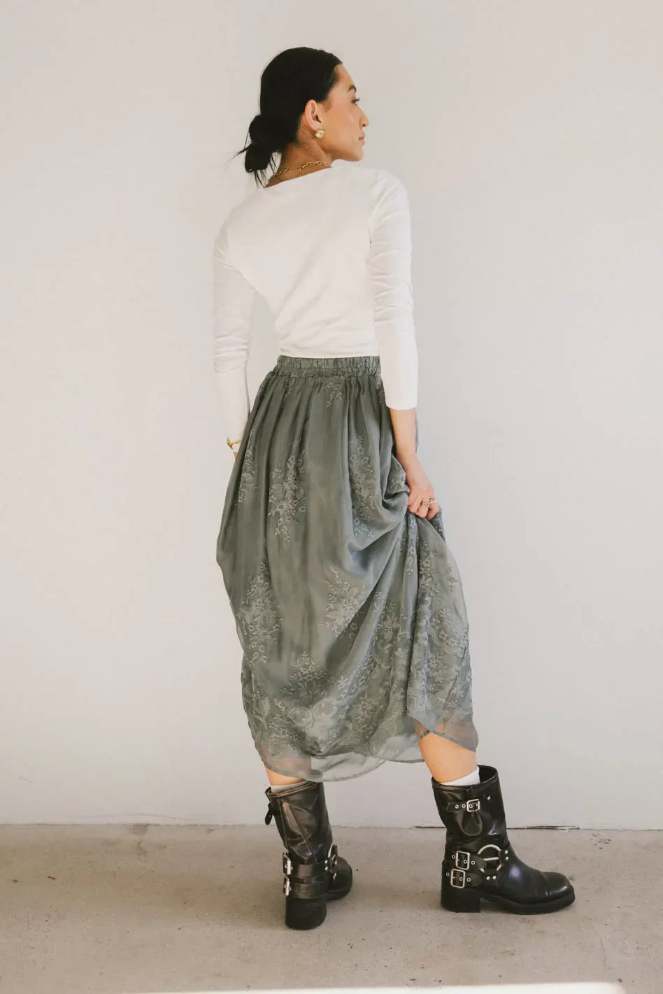 Grace Floral Tulle Skirt in Teal FINAL SALE
