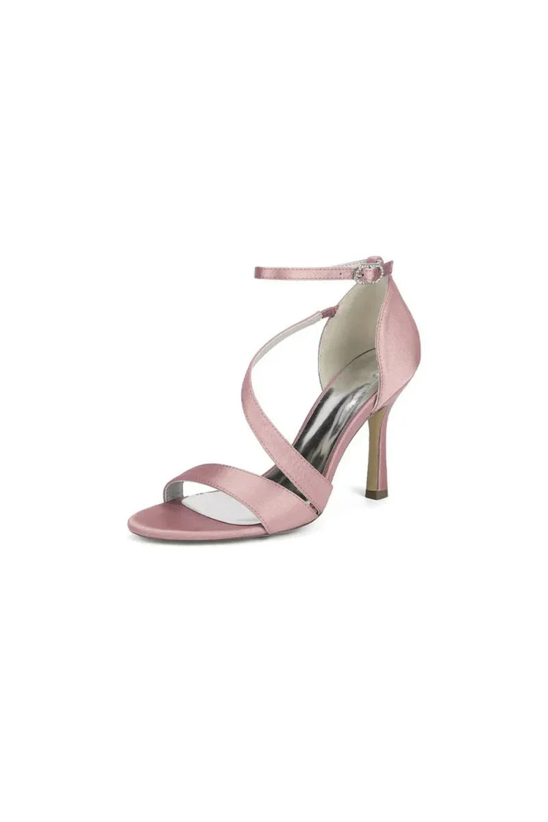 Ankle Strap Satin Stiletto Sandals