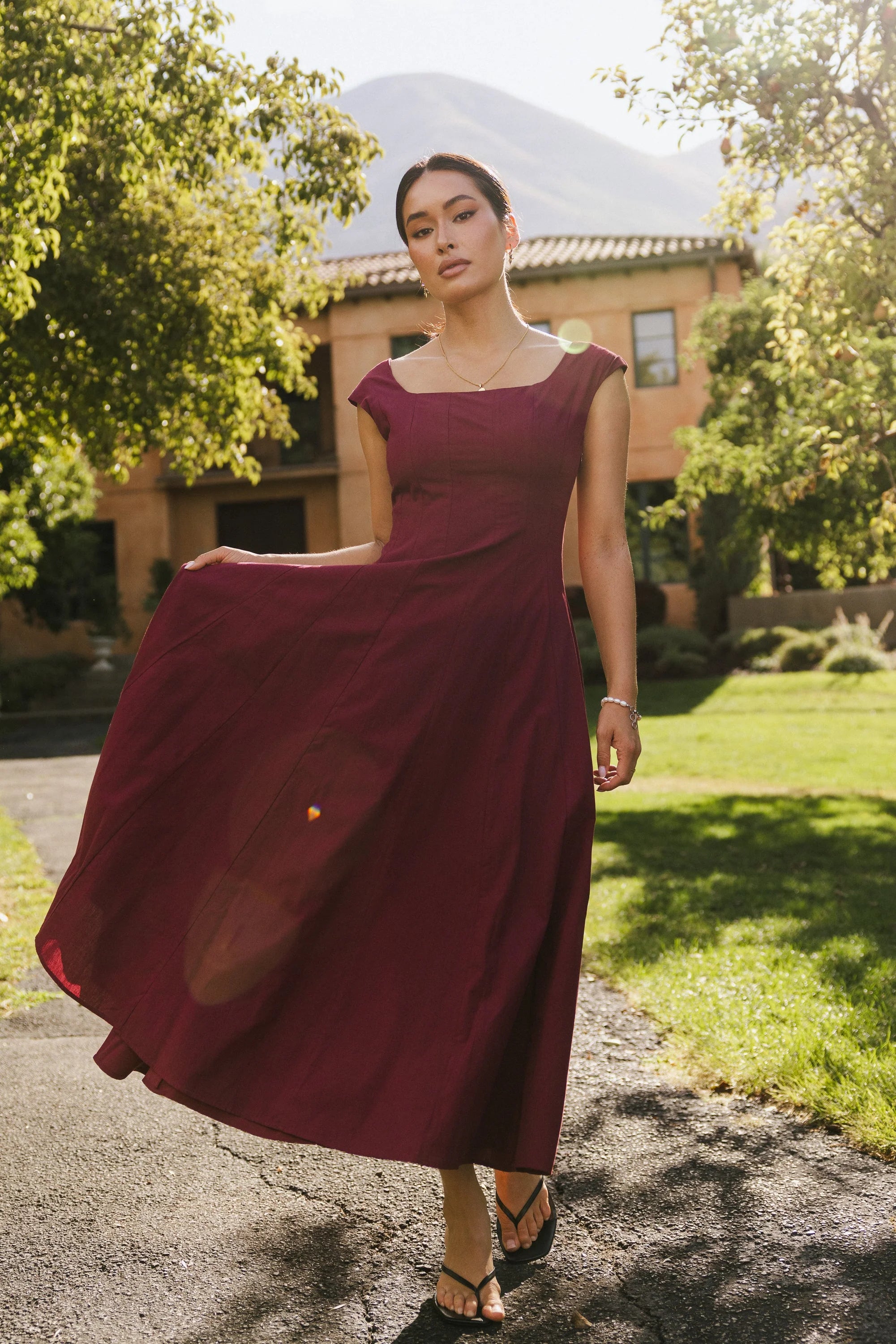 Colin Midi Dress in Burgundy FINAL SALE