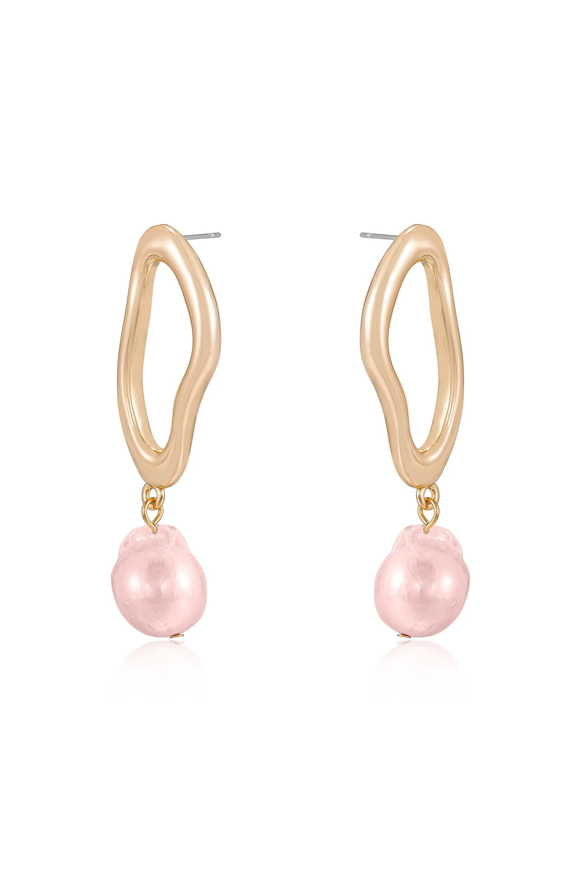Open Circle Freshwater Pearl Earrings