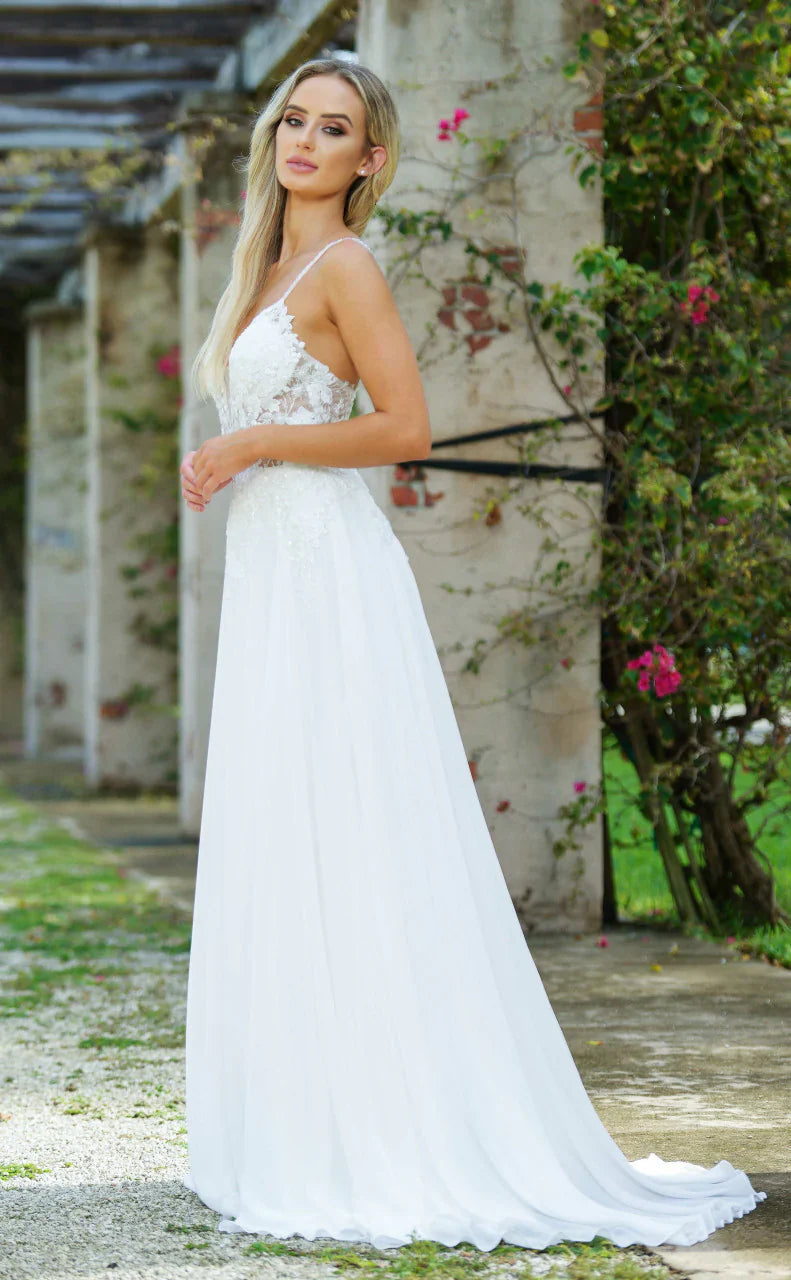 Avianna Gown Floral Lace A Line Chiffon Dress