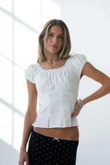 Mallory Pleated Blouse in White